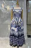 European luxury dress Blue and white porcelain sleeveless dress designed by luxury designer 100% cotton
