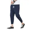 Pantaloni da uomo Pantaloni sportivi casual da uomo Nono in cotone e lino con coulisse per adluts