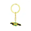 Schlüsselanhänger Vintage Jamaika Karte Flagge ethnischen Stil Edelstahl Schlüsselanhänger für Männer Frauen Geschenk Schlüsselanhänger Zubehör Ring Schmuck