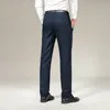 Calças masculinas 2024 de alta qualidade homens em linha reta cáqui casual estilo clássico negócios moda estiramento calças masculinas roupas de marca preto