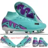 Envoyer avec un sac Bottes de football de qualité Superfly 9 Elite SG Crampons de football à crampons en métal pour hommes CR7 Mbappe Cuir souple Haute cheville Crampons de football confortables Hommes en plein air