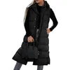 Damesvesten Dames Lange Puffer Vest Mouwloos Ritssluiting Met Capuchon Gewatteerde Warme Winter Gewatteerde Jas Met Zak Gilet Uitloper