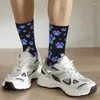 Men's Socks Purple Blue Dog Paws Pattern Dress Mens Womens Warm Funny Novelty Crew