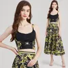 Summer Floral Party Top and Kirt Set Elegant Print Women Designer Two Piece Set Casual Vacation 2024 Sexig Slim Fashion Beach Woman kläder