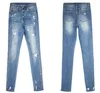Dżinsowe dżinsy rozbite damskie ubrania Ubranie kostki Podzielone spodnie ciasne podarte dżinsowe spodnie żeńskie streetwear 2xl 3xl 4xl 2024