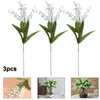 Decorative Flowers Decoration Mariage False Lily Of Valley Artificial White Classic 1 Bunch With 5 Prongs