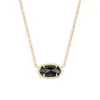 Fashion Jewelry Kendrascotts Necklace Ks Elliptical K9 Glass Necklace with Geometric Inlaid Black Crystal Pendant and Color Preserving Collar Chain 18k Plating