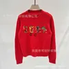 Women's Sweters Designer List do okrągłego szyi haftowany wełniany sweter z długim rękawem dla damskiej odzieży, chiński czerwony sweter, nowy produkt wystrzelony w 2024 roku