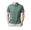 T-shirt da uomo POLO di lusso leggero T-shirt a maniche corte da uomo Colletto polo di fascia alta T-shirt a mezza manica da uomo Ricamo Casual Abbigliamento da lavoro leggero da uomo