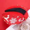 Christmas Snowflake Bead Headband Rhinestone Knotted Pearl Wide Brim Fresh Cute Festive Holiday Hair Accessories 240122