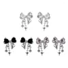 Boucles d'oreilles mignonnes avec nœud papillon en Zircon, Piercing de tempérament, bijoux à la mode, Punk Simple pour femmes et filles, livraison directe