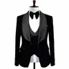 Men's Suits Wedding Tuxedo For Men 3 Pcs Male Prom Costume Formal Shawl Smoking Velvet Blazer Groom Suit (Jacket Vest Pants) 2024