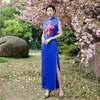 Abbigliamento etnico Moda ricamato lungo Cheongsam Retro Slim Fit Performance Abiti da festa Donna Elegante temperamento classico Qipao Vestidos