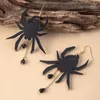 Kolczyki Dangle Halloween czarny pająk z długimi flastkami dla kobiety