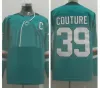 Herren-Hockey-Trikots 39 Logan Couture 48 Tomas Hertl 65 Erik Karlsson Blaugrüne schwarze genähte Hemden S-XXXL C-Patch