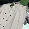 Designer di blazer da donna 24 primavera primaverile etichetta per lettere ricamato a doppia vestito a doppio petto vestito+tuta per gamba dritta set ay2p