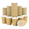 Gobelets jetables pailles 100 pièces 8Oz Kraft brun café ondulé à Triple paroi pour papier à thé