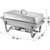 Chafing Dish 2 Packs 8 Quart Stainless Steel Chafer Full Size Rectangular Chafers for Catering Buffet Set with Folding Frame T2001219A