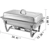 Chafing Dish, 2 verpakkingen, 8 Quart roestvrijstalen chafer, rechthoekige chafers, volledige grootte voor cateringbuffetset met inklapbaar frame T2001219A