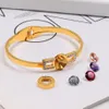 Fashion Design 3 Kleuren Vrouwen Armbanden Romeinse Cijfers Driedimensionale Gekleurde CZ Steen Verandering Diamant Uitgeholde Titanium Staal Bra229r