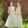 Etnisk kläder French Style Bankettklänning Elegant Green Bridesmaid 2024 Syster Group Wedding