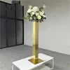 Goldspiegel-Display, Blumenständer, Blumenständer für Hochzeits-Mittelstücke, Kristallkandelaber für Hochzeitstischdekoration, Zylinder-Blumenvase für den Hochzeitstisch