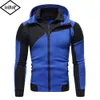 Double Zipper Mens Jackets Stitching Slim Fit Hooded Cardigan Patchwork Sweatshirt Casual Hoodies Male Outwear Coats 240119