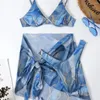 Women's Swimwear Womens Swimwear 3 Piece Sets Bikini Push Up Swimsuit Women With Skirt Sexy Bathing Suit Marble Print Female Beachwear Summer