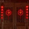 LED Red Lantern Chinese Year Decoration 2024 Spring Festival Hanging Fu Good Luck Pendant For Door Wall Window Decor Gifts y240119