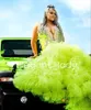 Lemon Green Sparkly Prom Ceremony Dresses for Women Luxury Diamond Crystal Ruffles kjol Evening Gown Vestidos de Fiesta