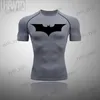 Erkek Tişörtler Top Spor Koşu Gömlek Erkek Tişört Fit Kısa T-shirt Hızlı Kuru Çıkış Spor Salonu Tayt Kas Gömlek Sıkıştırma MMA Giyim T240124