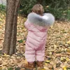 Baby Overalls Down Jacket Kids Boy Jumpsuits Toddler Girl Clothes Snow Suit Winter Coat Thick Infant Overcoat TZ305 240122