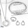Set di gioielli regolabili in acciaio inossidabile placcato oro 18k alla moda Set di gioielli Shinestone con bracciale ad anello per unghie da donna