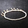 Cavigliere moda imitazione perla cavigliera con perline squisito cristallo ciondolo nappa braccialetto elastico regalo accessorio per le vacanze