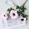 Decorative Flowers 1pc Simulation Fall Decor Party Background 3 Heads Anemone Wedding Branch Home Decoration