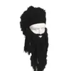 Berets Creative Barbarian Knit Beard Hat Funny Wig Beanie Facemask