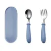 Sevimli Kids Silverware set sofra takımı çocukları kaplar paslanmaz çelik yürümeye başlayan yemek takımı çatal bıçak takımı seti bebek gıda besleme kaşık çatal sofrası yuvarlak tutamak hw0181