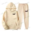 Herrspårar män och kvinnor par jogga hösten vinter huva tröja kostym hoodies+sweatpants Två stycken Set Streetwear Casual Clothing T240124