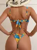 Costume da bagno brasiliano perizoma da donna a triangolo costume da bagno due pezzi sexy increspato