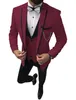 Best man Suit Wedding peaked Lapel Back Vent One Button Groom Tuxedo Bridegroom suit 3 Pieces (Blazer Vest Pant)suits Tuxedos Pure Color Fashion Designer