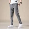 Calças masculinas Negócios Casual Homens Slim Fit Clássico Calças Retas Sólidas Khaki Masculino Cordão Leve para
