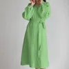 Women's Sleepwear Spring Style French Pure Color Cardigan Nightgown Double-layer Gauze Cotton Leisure Fashion Home Pajamas For Women