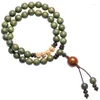 Bracelet en perles de bouddha en bois de santal vert, vieux matériau, pour femme, étudiant de la forêt, cent graines de parfum, Couple masculin