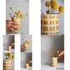 Vasi Vaso giallo Retro moderno a quadretti in ceramica Drop Delivery Home Garden Home Decor Dhsua
