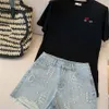 デザイナーの女性のTシャツ夏のトップライト豪華なハイエンドヨーロッパとアメリカンソリッドカラーアルファベット数印刷丸い首短袖ルーズカジュアル