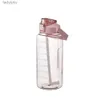 Botellas de agua Jaulas 1 ~ 5PCS Botella de agua de litro con paja Jarra femenina Botellas de viaje portátiles Taza de bicicleta de fitness Jarra de agua fría de verano con tiempo L240124