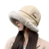 Berets Plush Domed Hat Elastic Fit Fisherman Winter Thick Short Brim Windproof Sunshade Stylish Lady For Warmth