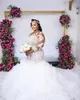 Arabic Aso Ebi Sexy Floral Mermaid Wedding Dresses Fashion Illusion Long Sleeves Bridal Dress with detachable Tail Elegant Applique Floor Length Lace-up Back Robe De