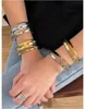 Bangle Punk Double Layer Metal Wave Smooth Chunky Open Bangles Bracelets For Women Girls Exaggerated Hip-hop TrendJewelry Gifts