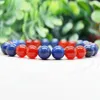 MG1993 8 MM Red Carnelian Afeganistão Lapis Lazuli Pulseira Mista Mulheres Frisadas Pedras Preciosas Energia Cura Cristais Jóias